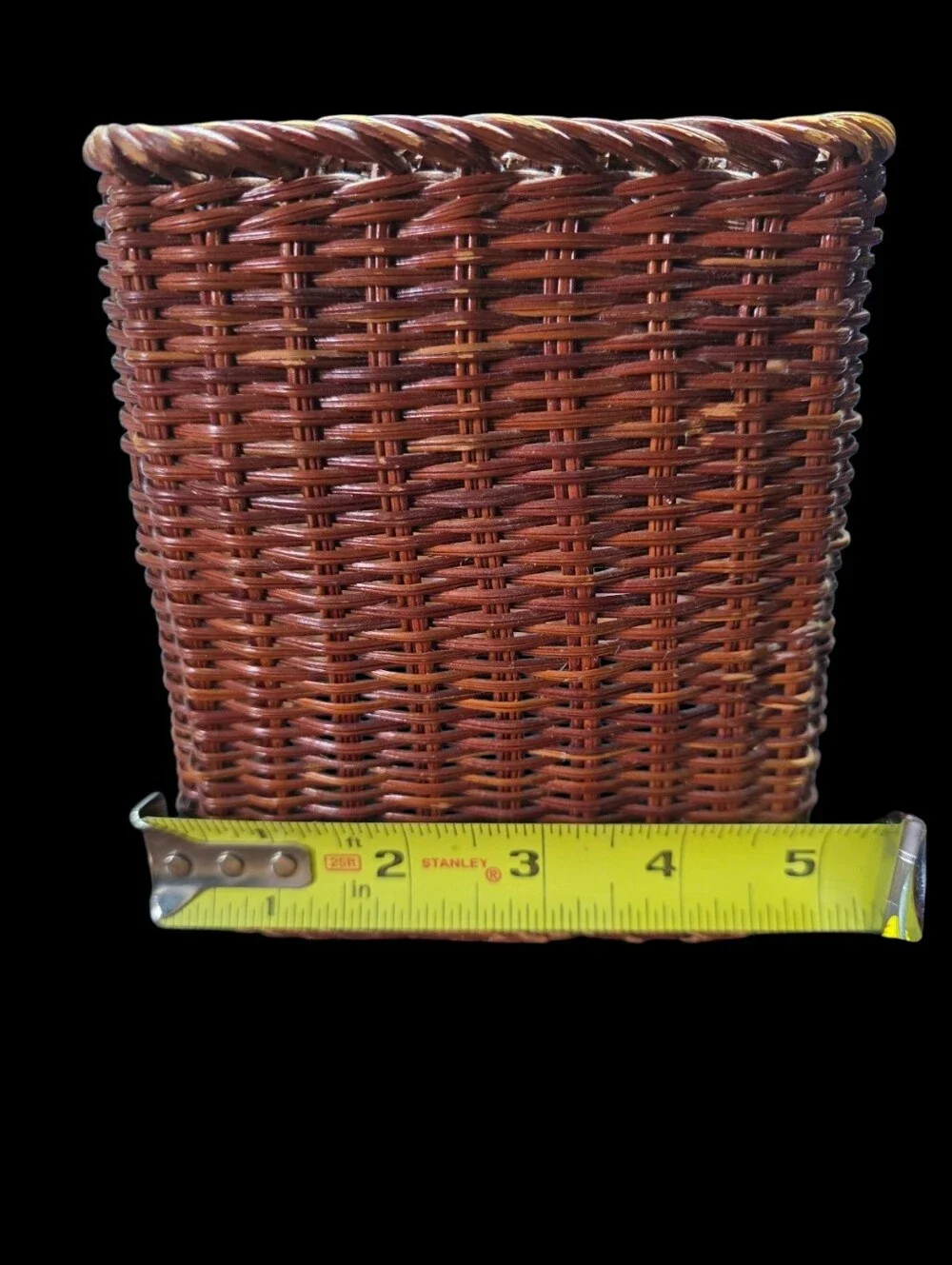 Vintage Woven Rattan Tissue Box Cover - Brown